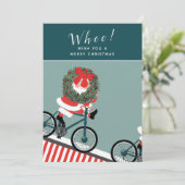 Grappig fietsen Kerstmis Feestdagenkaart (Staand voorkant)