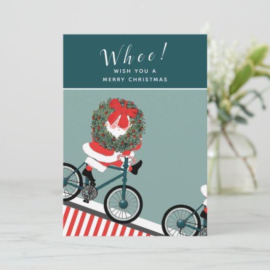 Grappig fietsen Kerstmis Feestdagenkaart (Staand voorkant)