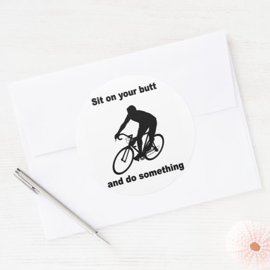 Grappig fietsen ronde sticker (Envelop)
