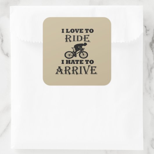 Grappig fietsend gezegde vierkante sticker (Tas)