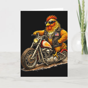 Grappig fietser haan ontwerp cool kip motorfiets kaart
