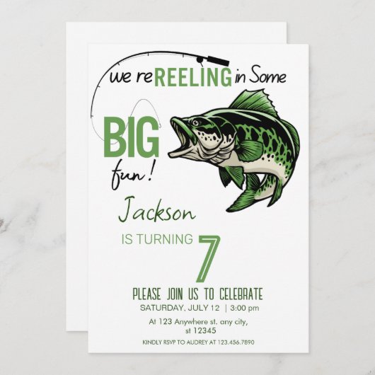 Grappig Fish Bass verjaardagsportret, Kaart (Voorkant / Achterkant)