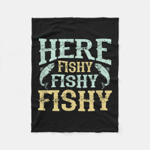 Grappig Fisherman Quote - Hier Fishy Graphic - Fis Fleece Deken