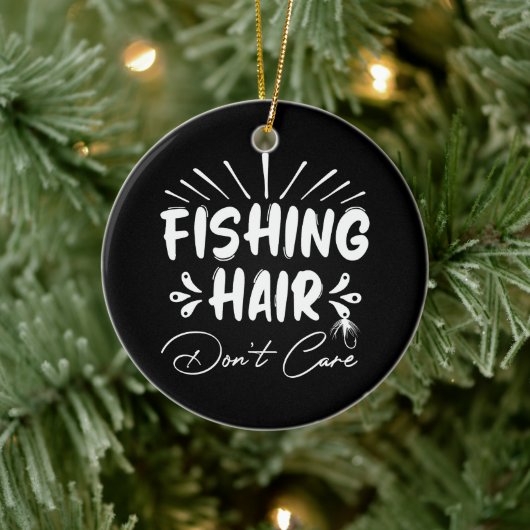 Grappig Fisherman, Vist haar niet om Keramisch Ornament (Boom)