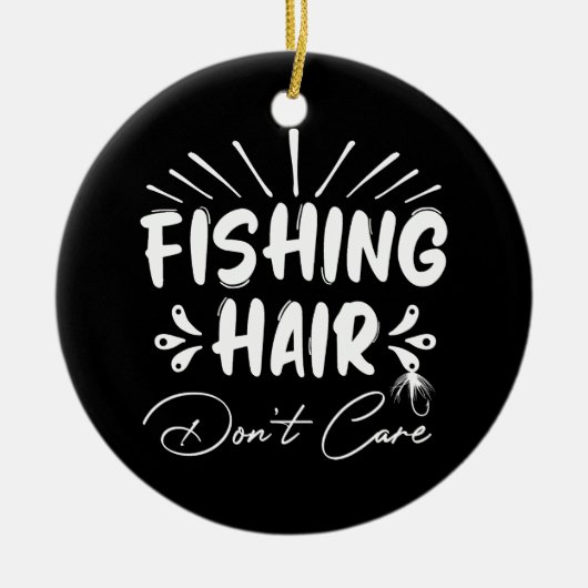 Grappig Fisherman, Vist haar niet om Keramisch Ornament (Voorkant)