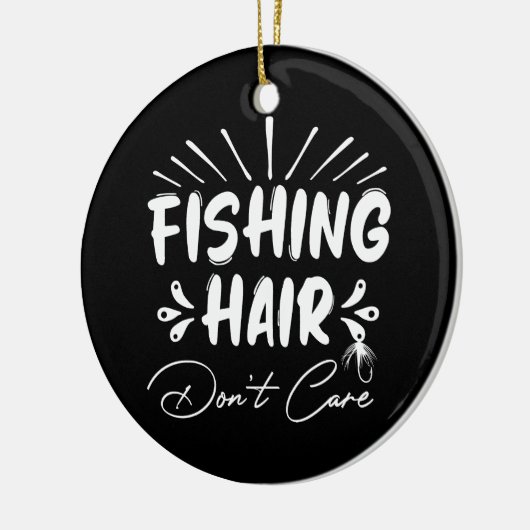 Grappig Fisherman, Vist haar niet om Keramisch Ornament (Links)