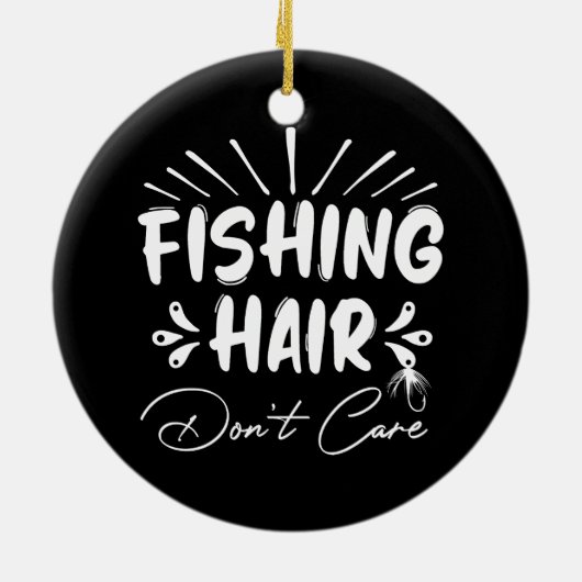 Grappig Fisherman, Vist haar niet om Keramisch Ornament (Achterkant)