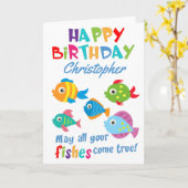 Grappig Fishing Personalized Birthday Kaart (Gele Bloem)