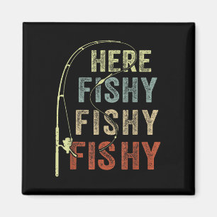 Grappig Fishing-shirt Hier-visachtig B Vader Vrouw Magneet