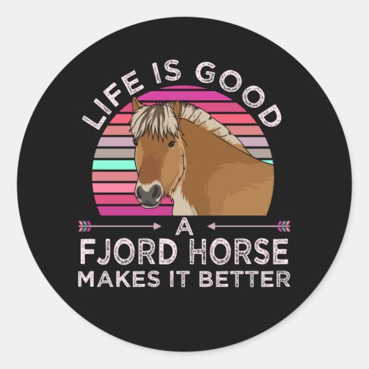 Grappig Fjord Paard Gift Ronde Sticker (Voorkant)