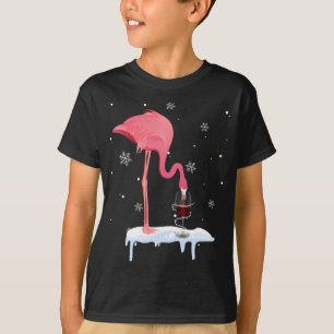 Grappig Flamingo Drink wijn op kerstpaj T-shirt