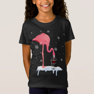 Grappig Flamingo Drink wijn op kerstpaj T-shirt