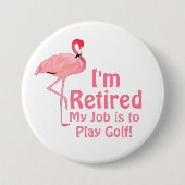 Grappig Flamingo Golf Pensioen Gag Geschenk Ronde Button 7,6 Cm (Voorkant)