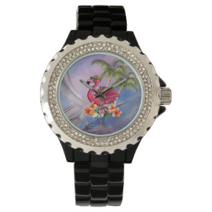 Grappig flamingo horloge
