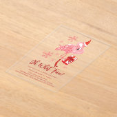 Grappig Flamingo kerstfeest Acryl Uitnodigingen (Laagn)