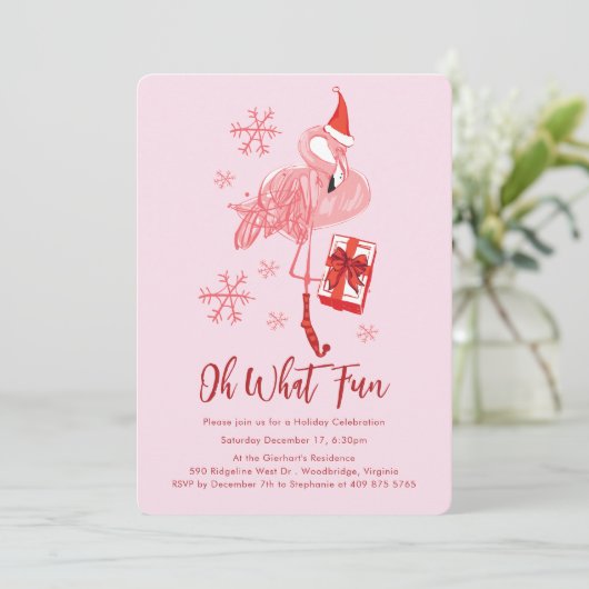 Grappig Flamingo Kerstfeest Kaart (Staand voorkant)