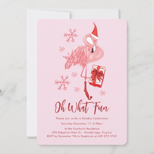 Grappig Flamingo Kerstfeest Kaart (Voorkant)
