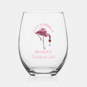 Grappig Flamingo Meisjesweekend Feestje Wijnglas Zonder Voet