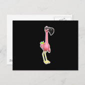 grappig flamingo met drink briefkaart (Voorkant / Achterkant)