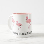 Grappig Flamingo Pensioen Collega Gift Custom Tweekleurige Koffiemok (Voorkant links)