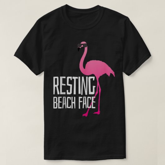 Grappig Flamingo Rustend strand gezicht T-shirt (Design voorkant)