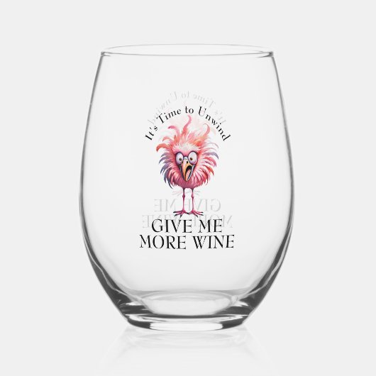 Grappig Flamingo Wine Lovers Design Wijnglas Zonder Voet (Achterkant)