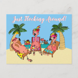 Grappig Flamingos op de illustratie van de blokker Briefkaart