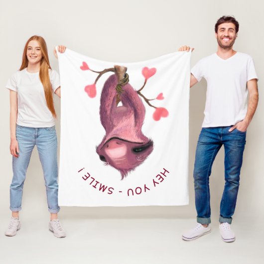 Grappig Fleece Deken Happy Sloth Smile Aangepaste  (In situ)