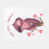 Grappig Fleece Deken Happy Sloth Smile Aangepaste  (Voorkant (Horizontaal))