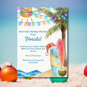 Grappig Florida Zandstrand Surfplanken Kerstmis Feestdagenkaart