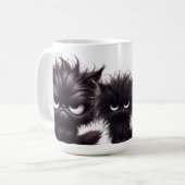 GRAPPIG FLUFFY ANGRY BLACK KITTENS KOFFIEMOK (Voorkant links)
