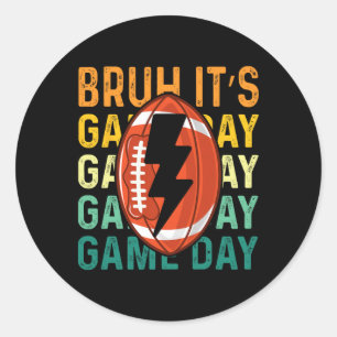 Grappig Football Boys Kinder Bruh Het is Game Day  Ronde Sticker