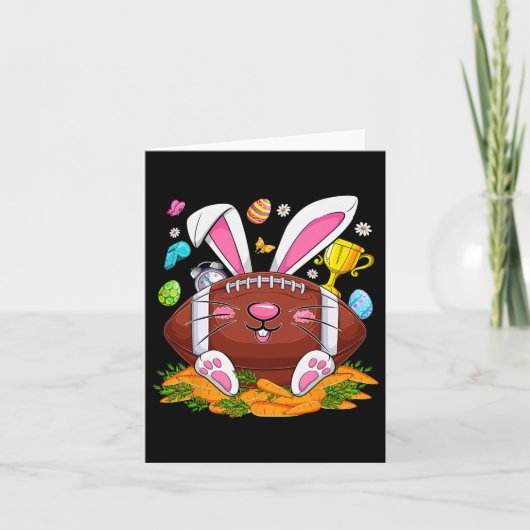 Grappig Football en Bunny Face Eggs Happy Easter D Kaart (Voorkant)