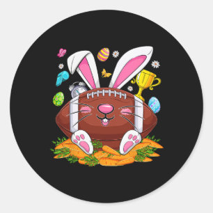 Grappig Football en Bunny Face Eggs Happy Easter D Ronde Sticker