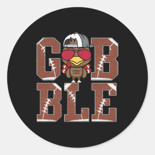 Grappig Football Gobble Turkije Thanksgiving Boys Ronde Sticker
