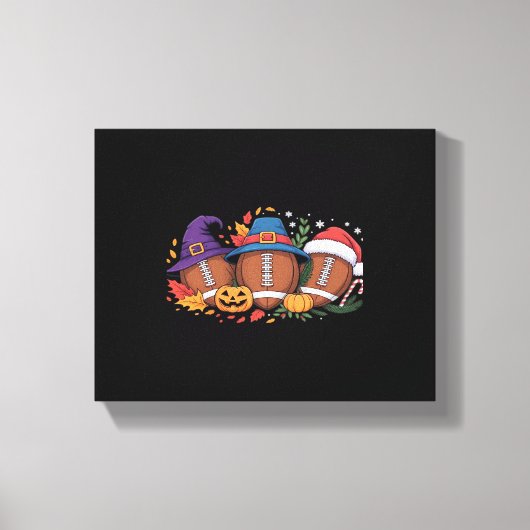 Grappig Football Halloween Thanksgiving Xmas Spook Canvas Afdruk (Voorkant)