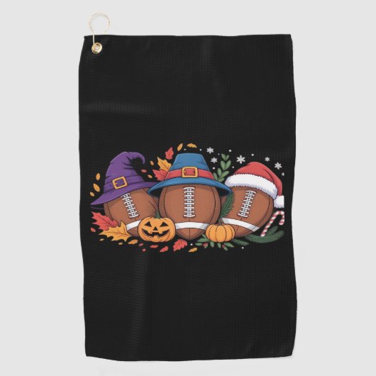 Grappig Football Halloween Thanksgiving Xmas Spook Golfhanddoek (Voorkant)