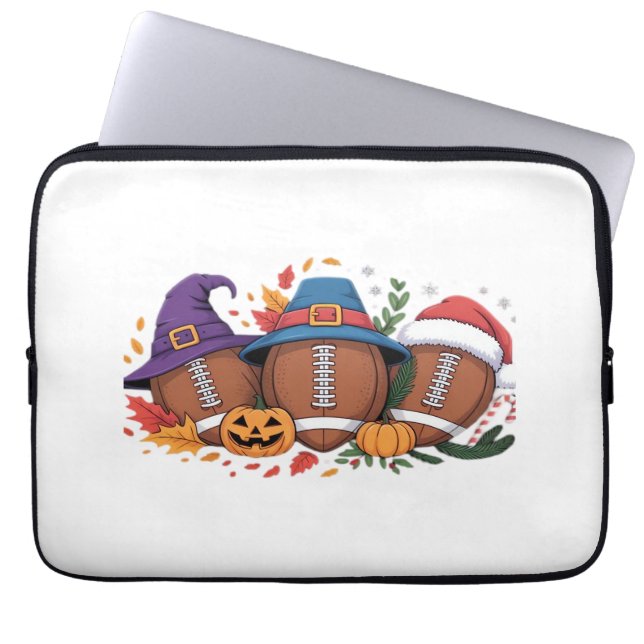 Grappig Football Halloween Thanksgiving Xmas Spook Laptop Sleeve (Voorkant)
