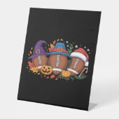 Grappig Football Halloween Thanksgiving Xmas Spook Reclamebord Met Voetstuk (Voorkant)