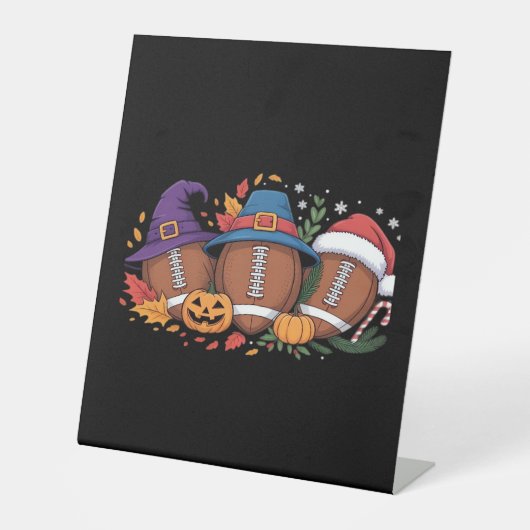 Grappig Football Halloween Thanksgiving Xmas Spook Reclamebord Met Voetstuk (Voorkant)