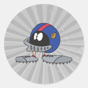 grappig football helmet cartoon ronde sticker