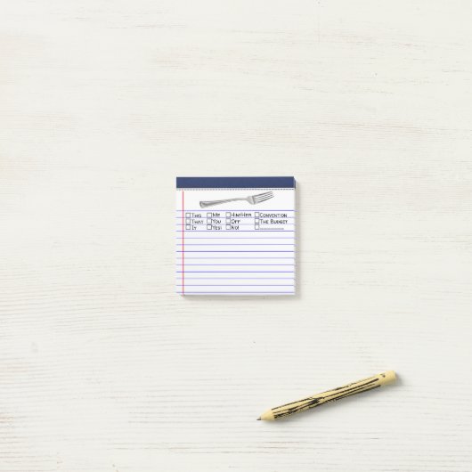 Grappig "Fork" Meerdere woordkeuze 3 "X3" Post-it® Notes (Op bureau)