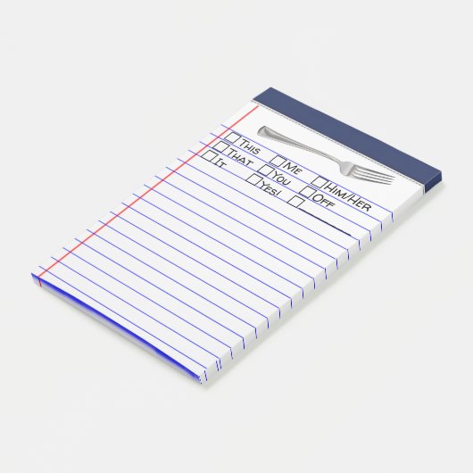 Grappig "Fork" Meerdere woordkeuze 4 "X6" Post-it® Notes (Schuin)