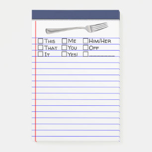Grappig "Fork" Meerdere woordkeuze 4 "X6" Post-it® Notes