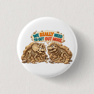 Grappig fossiel dinohumor ronde button 3,2 cm