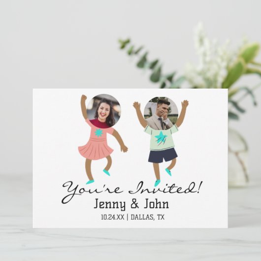 Grappig Foto Toevoegen Aangepaste Bruid & Bruidego Kaart (Staand voorkant)