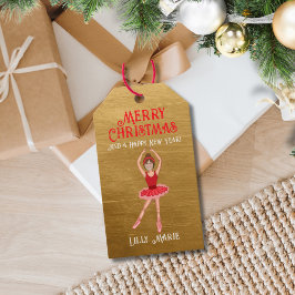 Grappig Foto toevoegen Ballerina Vrolijk kerstfees Cadeaulabel