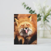Grappig Fox die het aantikt is Tongue Briefkaart (Staand voorkant)