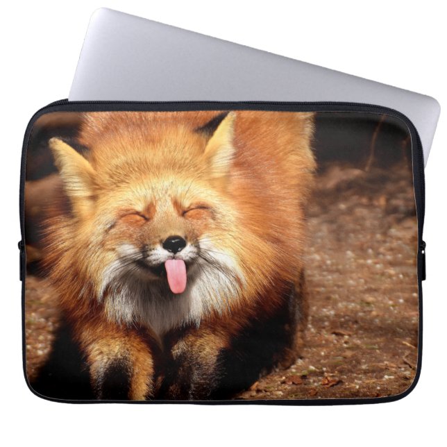 Grappig Fox die het aantikt is Tongue Laptop Sleeve (Voorkant)
