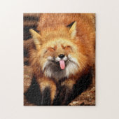 Grappig Fox die het aantikt is Tongue Legpuzzel (Verticaal)